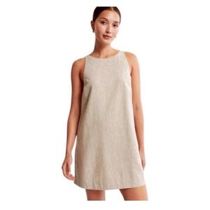 Abercrombie & Fitch Neutral Tan Sleeveless Linen Shift Dress